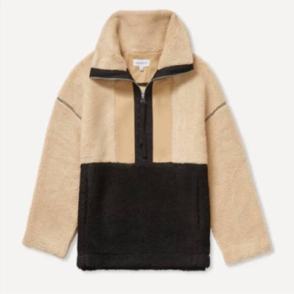 NEW SOMETHING NAVY teddy quarter zip jacket in black combo - Picture 4 of 4